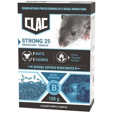 Appât céréales - Strong 25 - rats et souris - spécial espèces résistantes - - CLAC