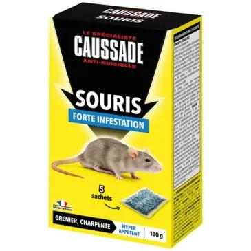 Appâts céréales - souris - forte indestation - 100 g - 5 sachets de 20 g - CAUSSADE