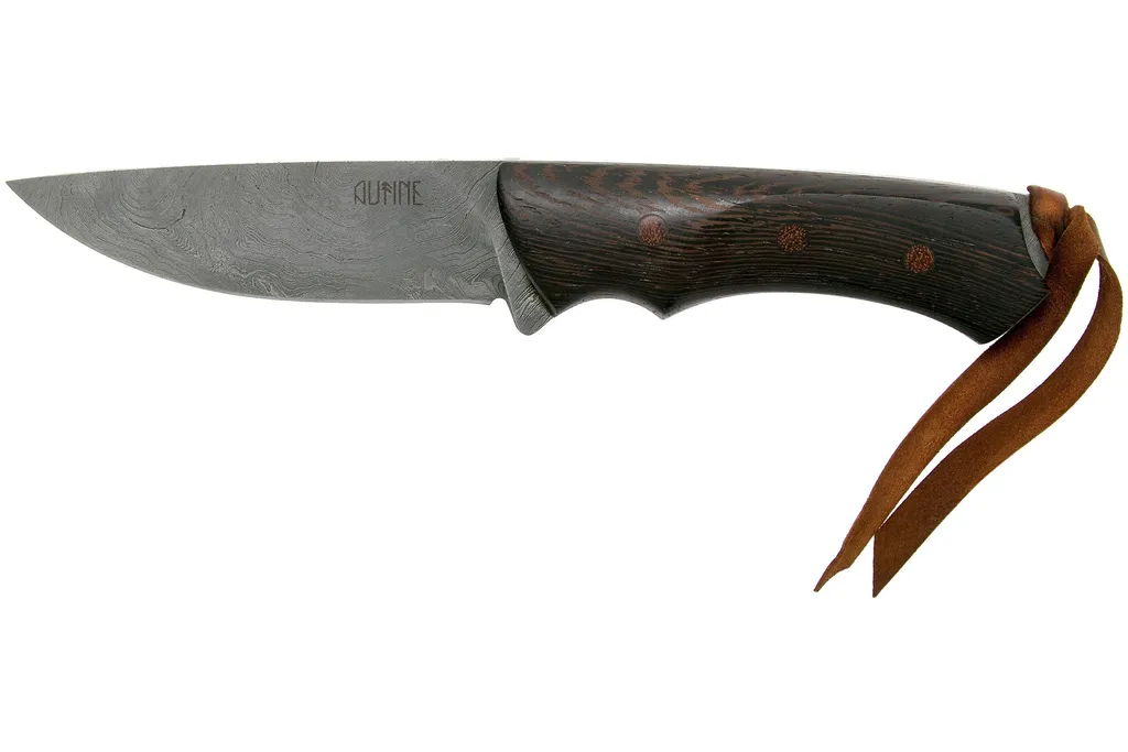 Autine Damascus Kurbads, Wengé, Damast, fourreau RH brun, couteau outdoor