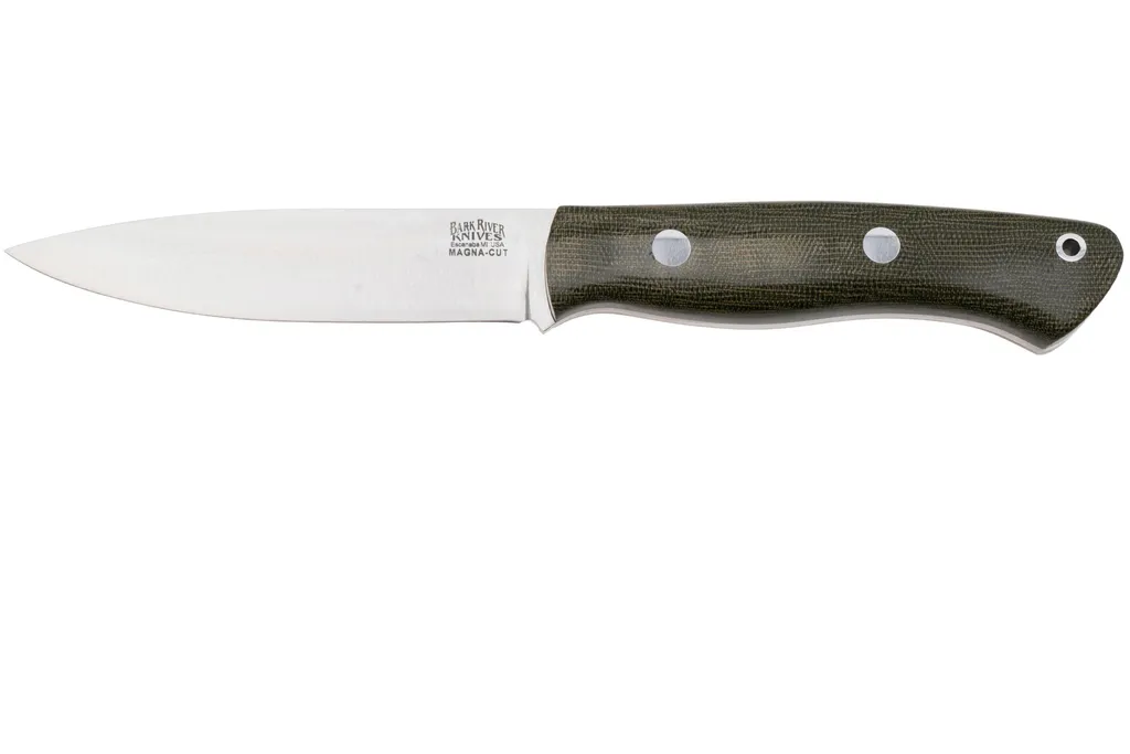 Bark River Aurora CPM MagnaCut, Green Canvas Micarta, couteau de bushcraft