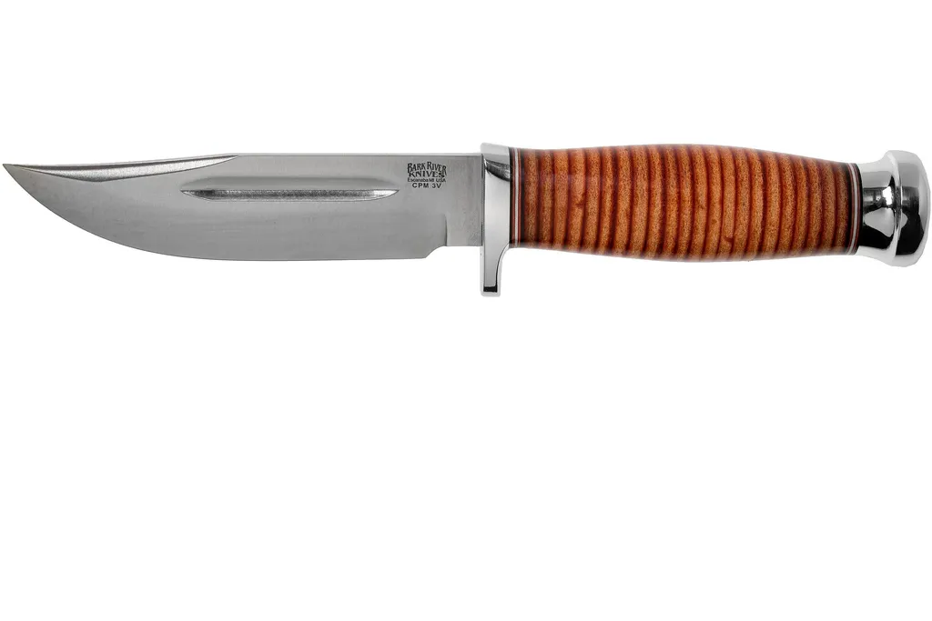 Bark River Boone CPM 3V Stacked Leather, Single Quillion couteau d'outdoor
