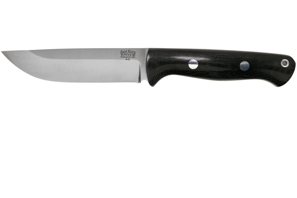 Bark River Bravo 1.2 A2 Black Canvas Micarta Rampless couteau outdoor