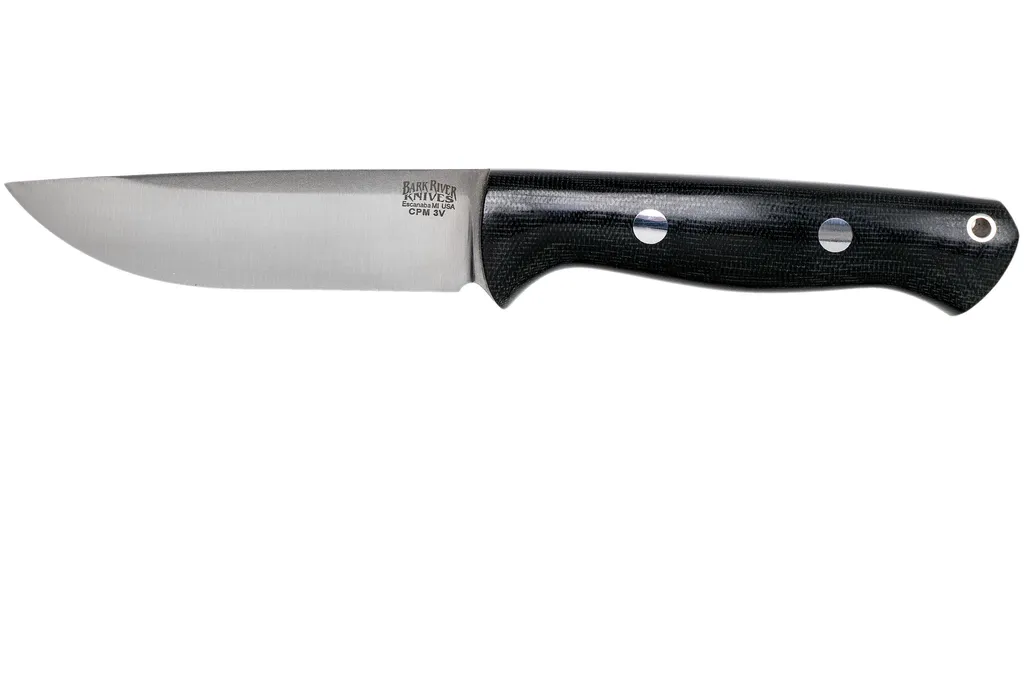 Bark River Bravo 1 LT CPM 3V rampless, Black Canvas Micarta, brown sheath