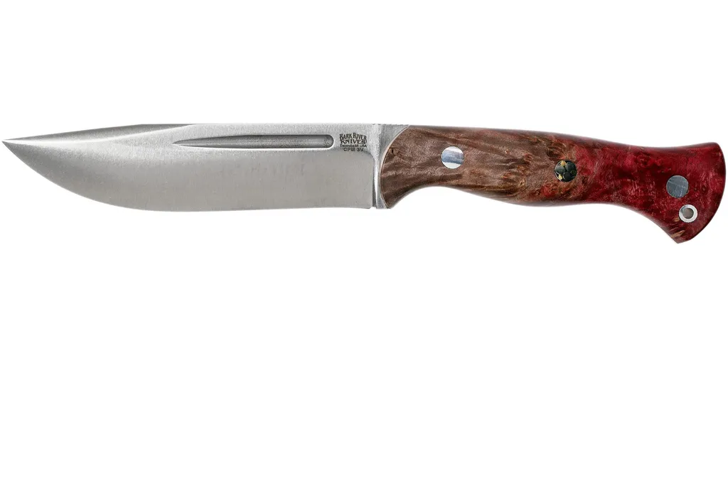 Bark River Cub CPM 3V, Hellfire Maple Burl, Mosaic Pin couteau bushcraft