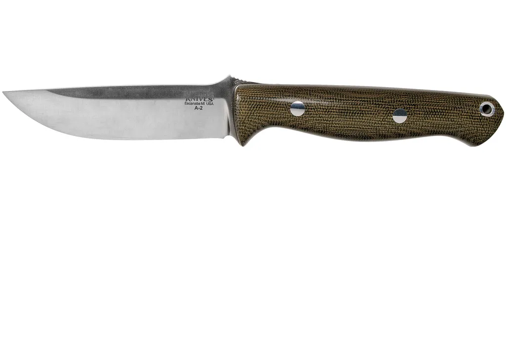 Bark River Gunny A2, Green Canvas Micarta couteau outdoor