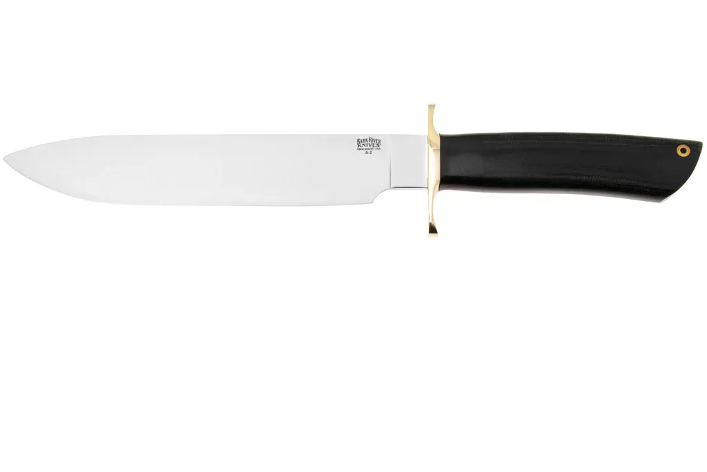 Bark River Mike Stewart Bowie Satin A2, Black Canvas Micarta, couteau fixe