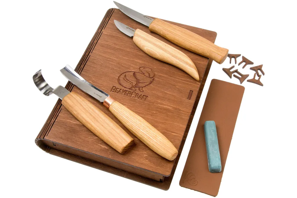 BeaverCraft Professional Spoon and Kuksa Carving Set S43 Book, Kit de sculpture sur bois avec boîte de rangement livre en bois