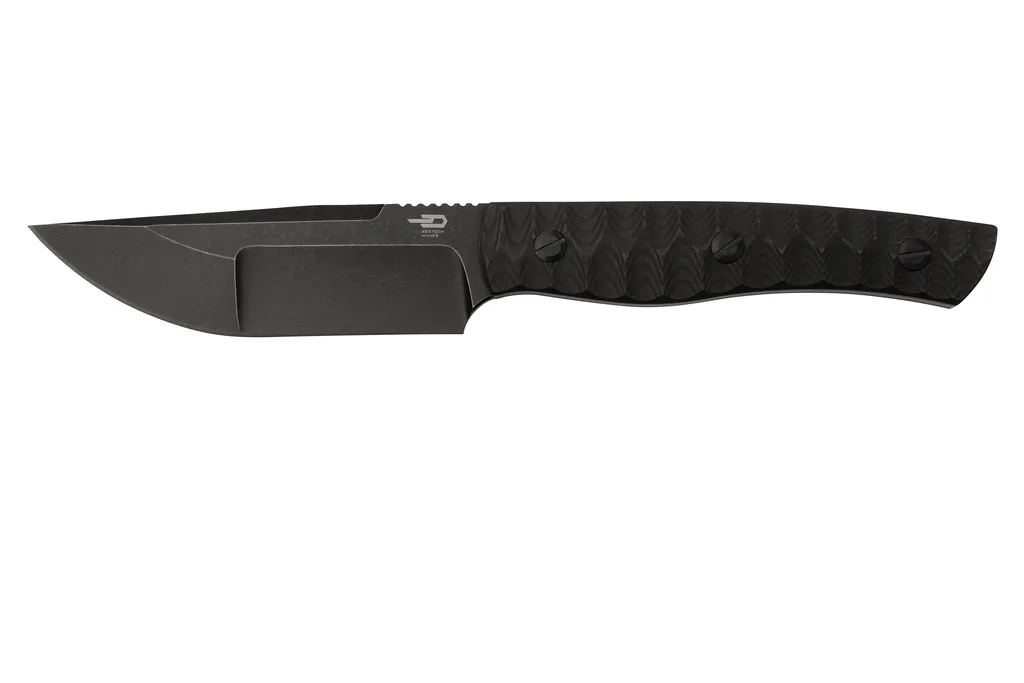 Bestech Heidi Blacksmith #2 Hollow Compound Grind, Black Stonewashed, Carbon Fiber BFK04B, couteau fixe