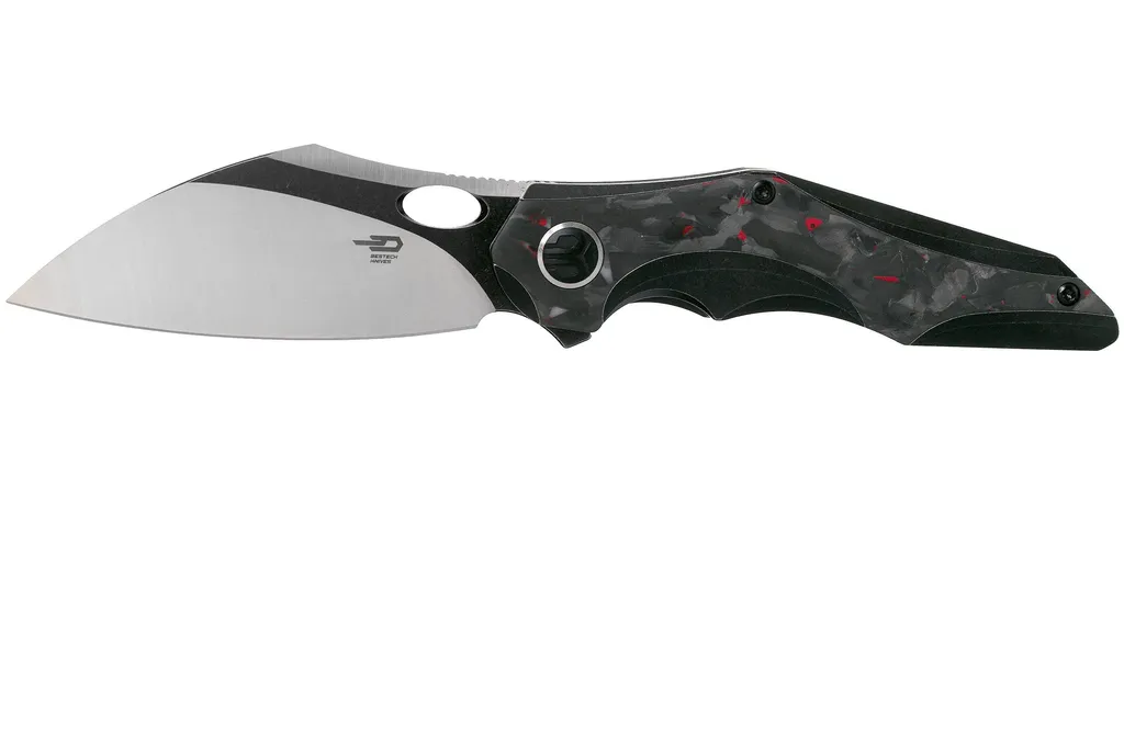 Bestech Nogard BT2105D Black Titanium, Red Marble Carbonfiber couteau de poche, Kombou design