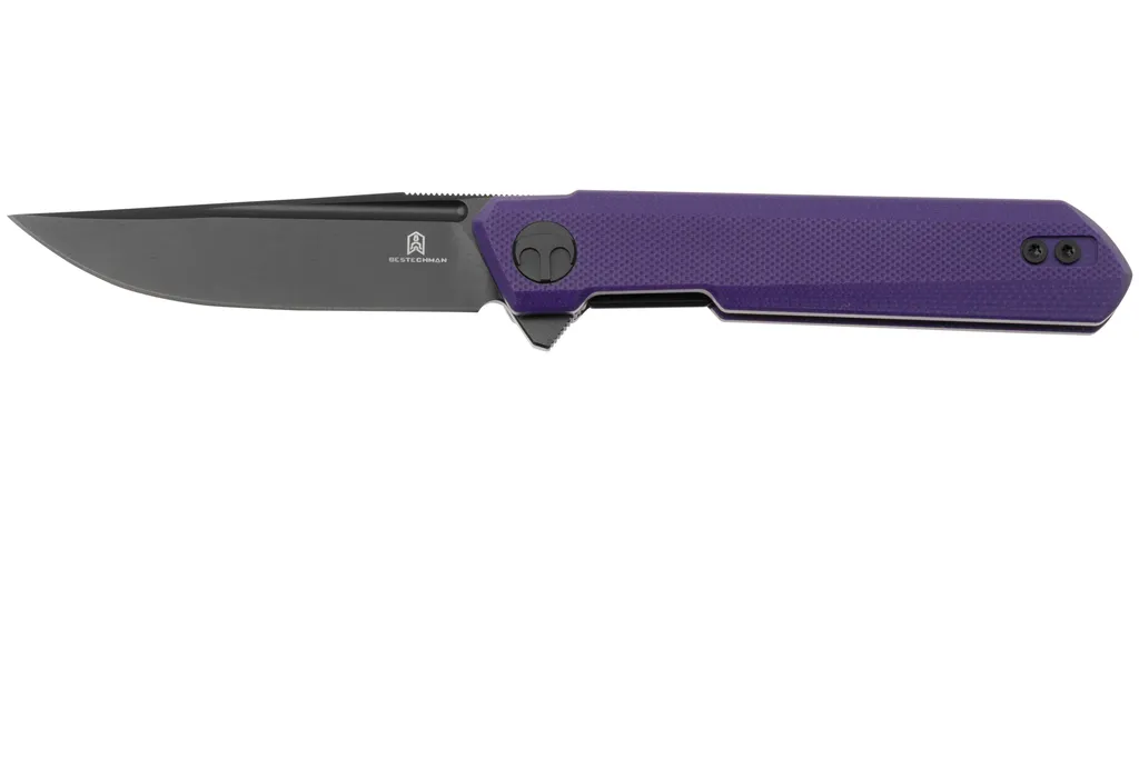 Bestechman Mini Dundee BMK03J Black PVD Purple G10, couteau de poche, Ostap Hel Design