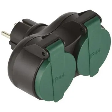 Biplite 2 prises + terre 16 A  IP44 noir et vert - ELECTRALINE