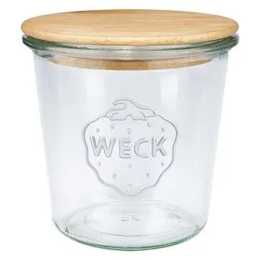 Bocal conique droit 580 ml avec couvercle Bois - WECK
