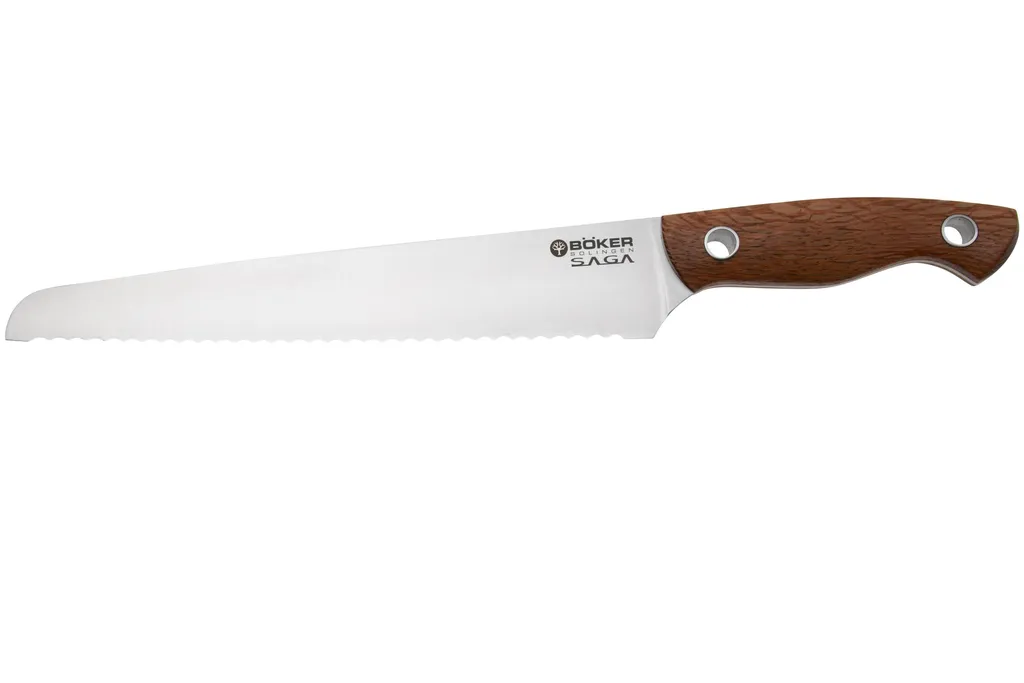 Böker Saga Bread Knife 131285 Satin 440C, Pearl Wood, couteau à pain 23 cm