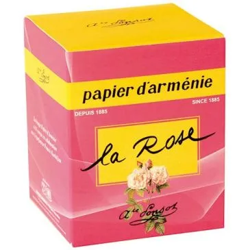 Bougie blanche avec bougeoir en verre transparent - parfum rose - PAPIERS D'ARMENIE
