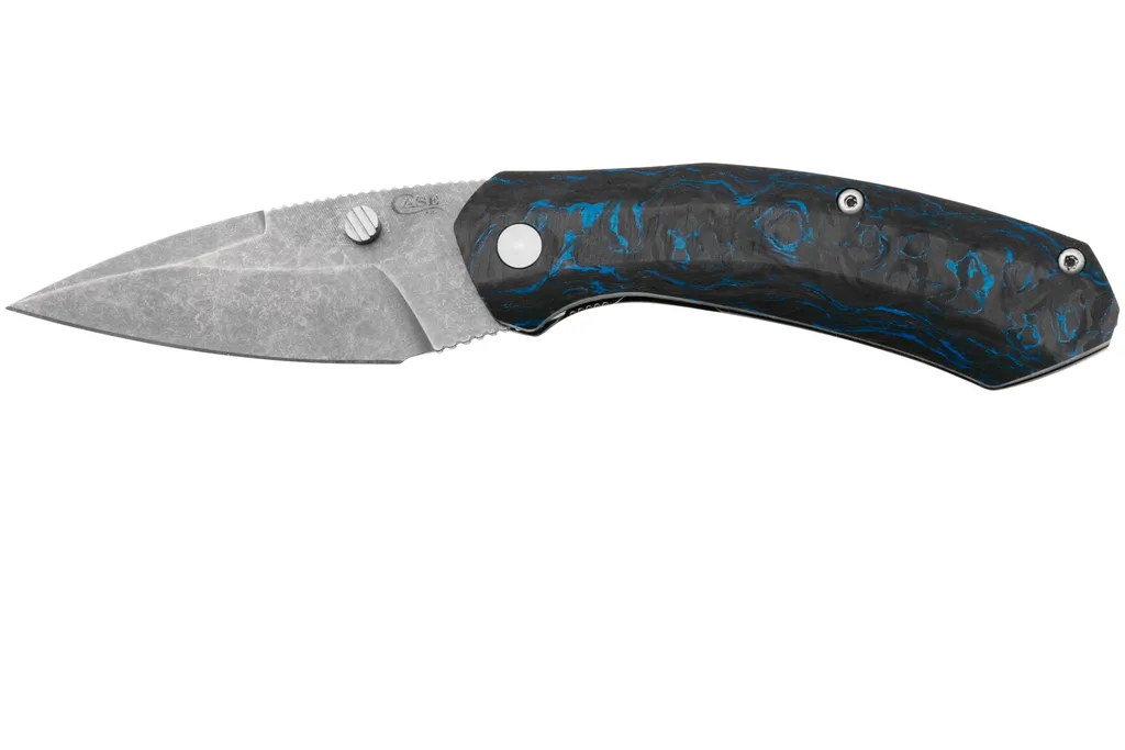 Case Westline 36556 Blue & Black Marbled Carbon Fiber, Drop Point Blade S35VN couteau de poche