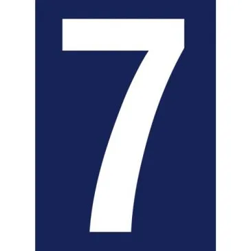 Chiffre adhésif N° rue 7 sur carte -  blanc/bleu - 90 x 65 mm - NOVAP