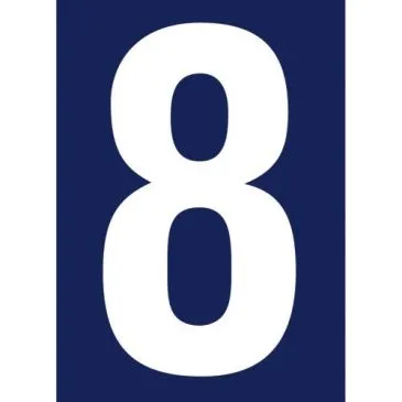 Chiffre adhésif N° rue 8 sur carte -  blanc/bleu - 90 x 65 mm - NOVAP