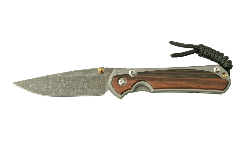 Chris Reeve Small Sebenza 31 Inlay Macassar Ebony Damascus Raindrop Drop Point, couteau de poche