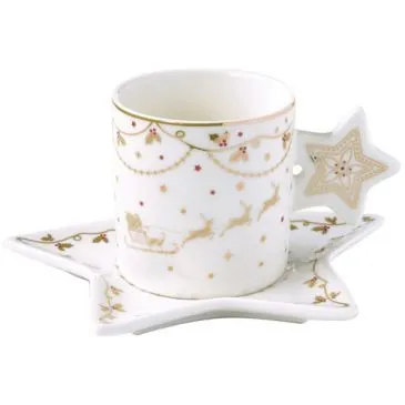 Coffret Tasse à thé 17,5 cl + sous-tasse - Christmas Lights - EASY LIFE