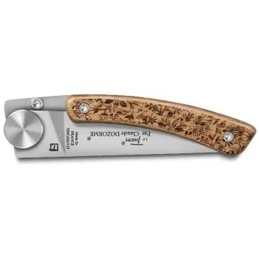 Couteau de poche Manche Chêne Gravure Nature - Liner Lock Le Thiers - CLAUDE DOZORME