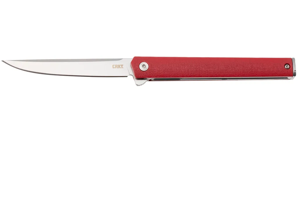 CRKT CEO Flipper 7097RX, Satin AUS-8, Red GRN couteau de poche, Richard Rogers design