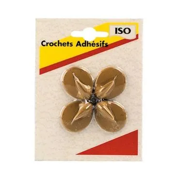 Crochet adhésif mini - ovale - créamique - crème - lot de 4 - ISO