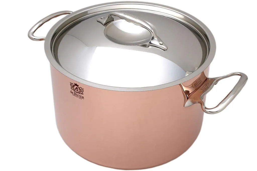 de Buyer Prima Matera marmite cuivre 24 cm (haut), couvercle Inox 6243.24