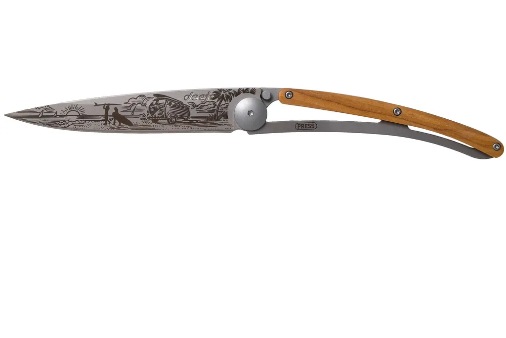 Deejo Tattoo 37g, Olive Wood, Van Life, 1CB000070 couteau de poche