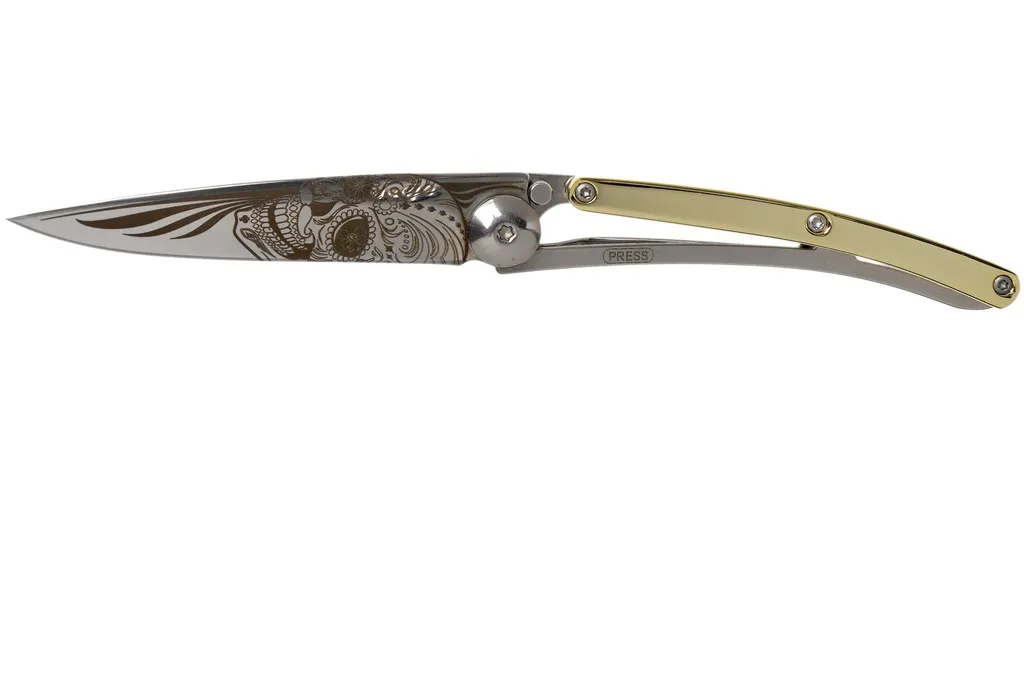Deejo Tattoo Gold 27g, Yellow Gold Gilded, Latino Skull DJ9AM000021 couteau de poche