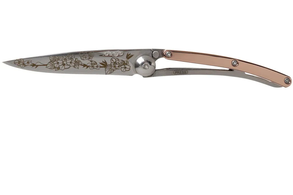 Deejo Tattoo Gold Black 27g, Pink Gold Gilded, Cherry blossom DJ9AM000023 couteau de poche