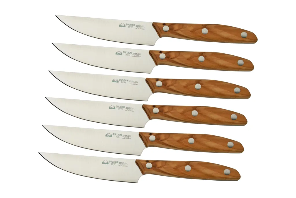 Due Cigni 1896 America DG2C1019OLSET6, set de 6 couteaux à steak, bois d'olivier
