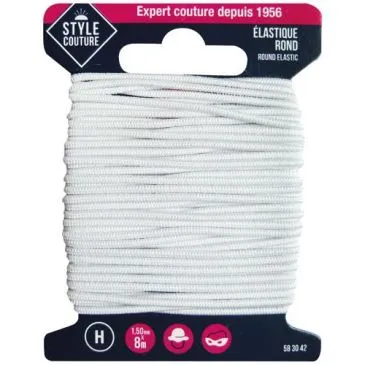 Elastique rond blanc 8m - STYLE COUTURE