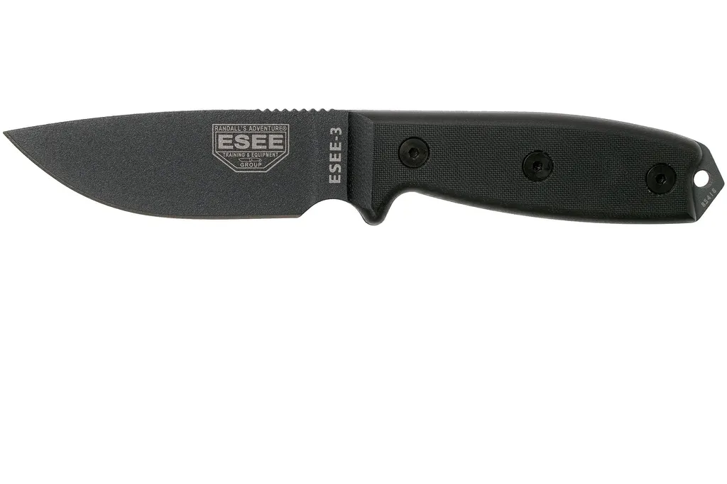 ESEE Model 3 Tactical Gunsmoke Black 3PTGB, manche noir en G10 et étui en kydex