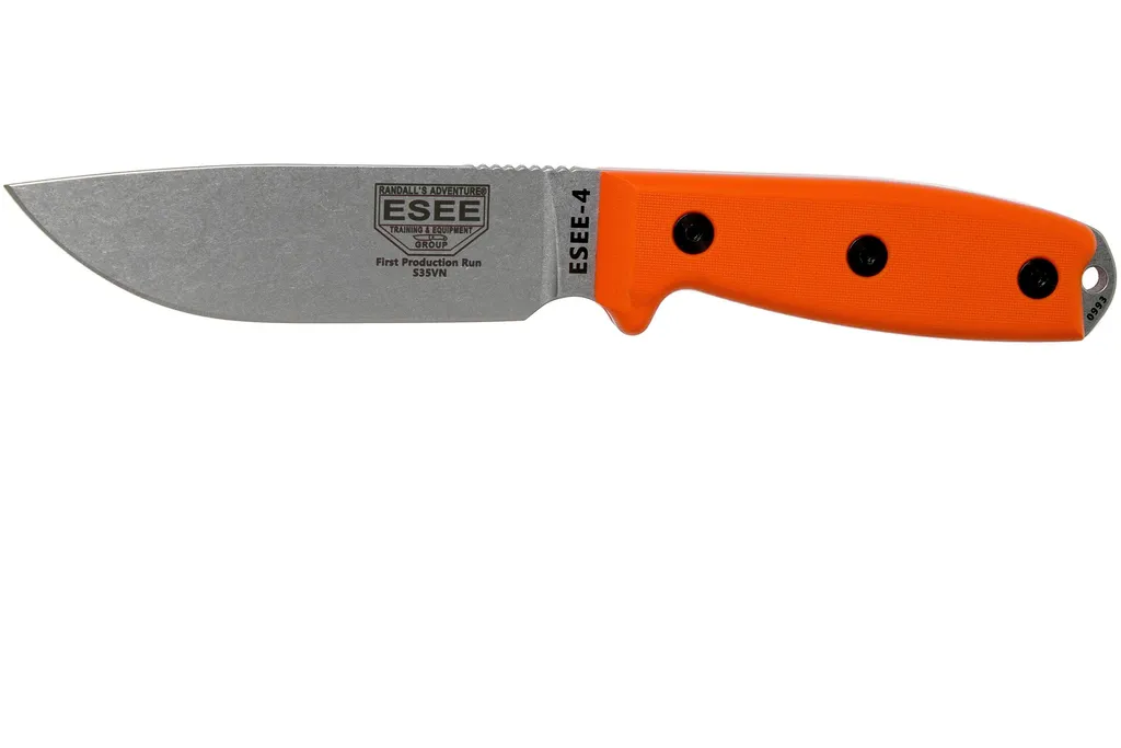 ESEE Model 4 Plain Edge S35VN, Orange G10 Handle 4P35V-OR avec étui + clip