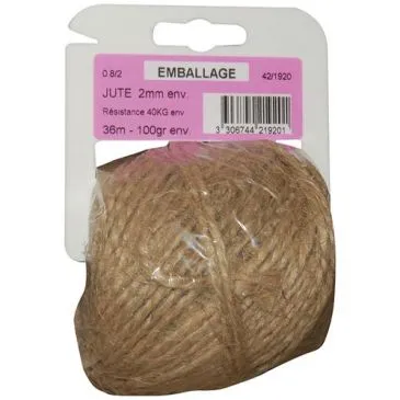 Ficelle jute 0.8/2 x 100gr sur cavalier plastique - CORDERIE TOURNONAISE