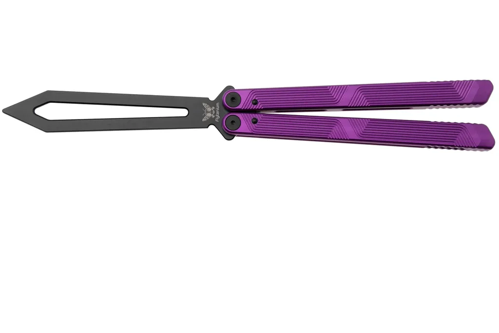 Flytanium Zenith Balisong Trainer 1261NPB Black, Nebula Purple Aluminum, couteau papillon trainer