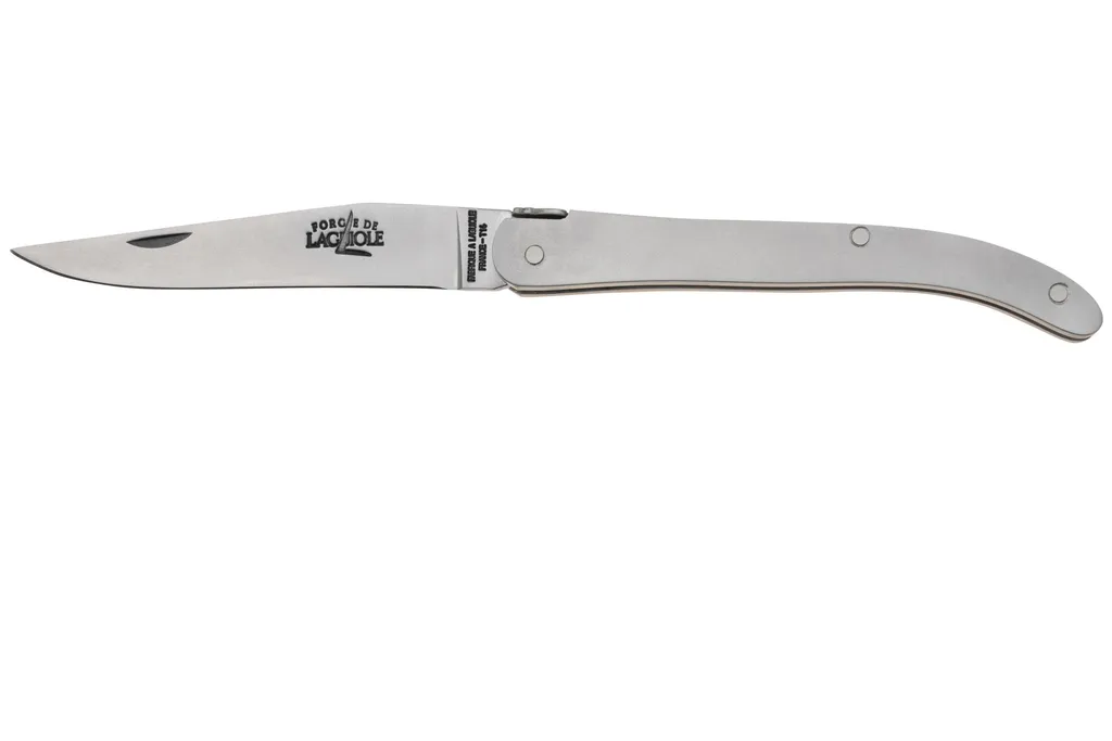 Forge de Laguiole 109SAT Ghion Stainless Steel Handle, Brass Liners, couteau de gentleman