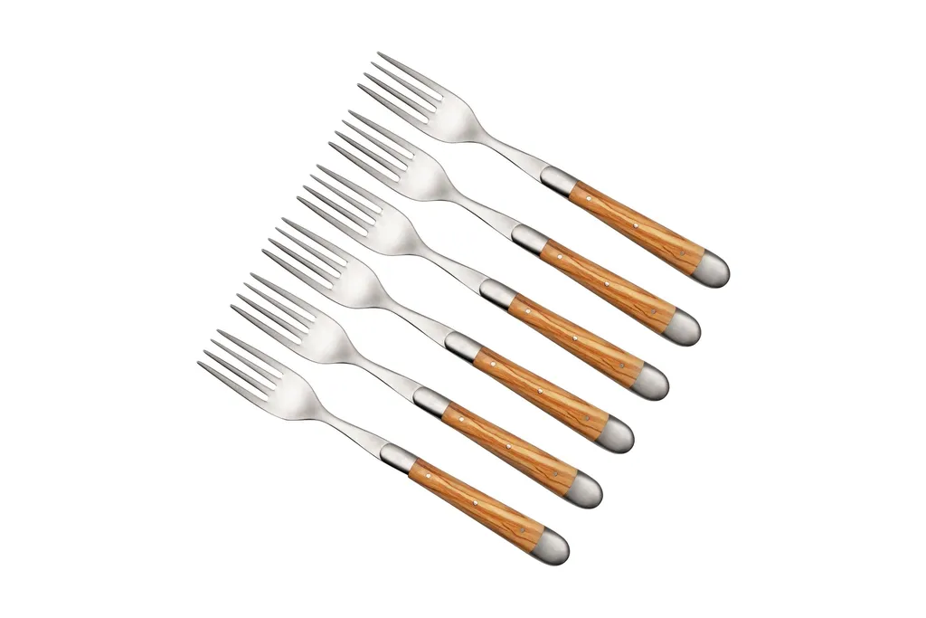Forge de Laguiole FE62MINOL set de 6 fourchettes de table, mattes, bois d'olivier