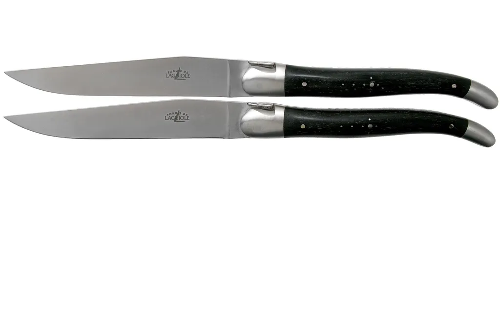 Forge de Laguiole, LAT22MINEB, set de couteaux à steak, 2 pièces, ébène mat