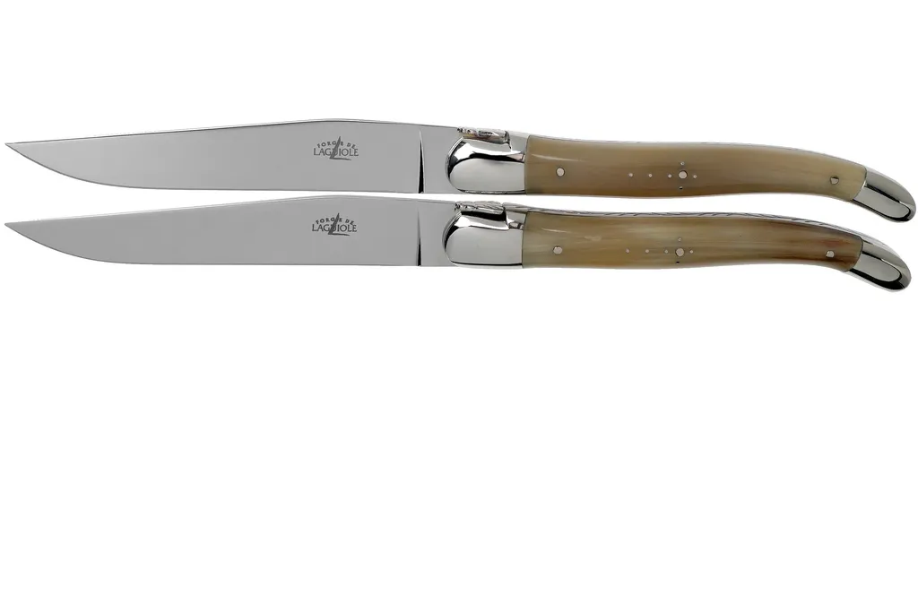 Forge de Laguiole T22MINBC corne polie couteaux à steak set de 2 pièces