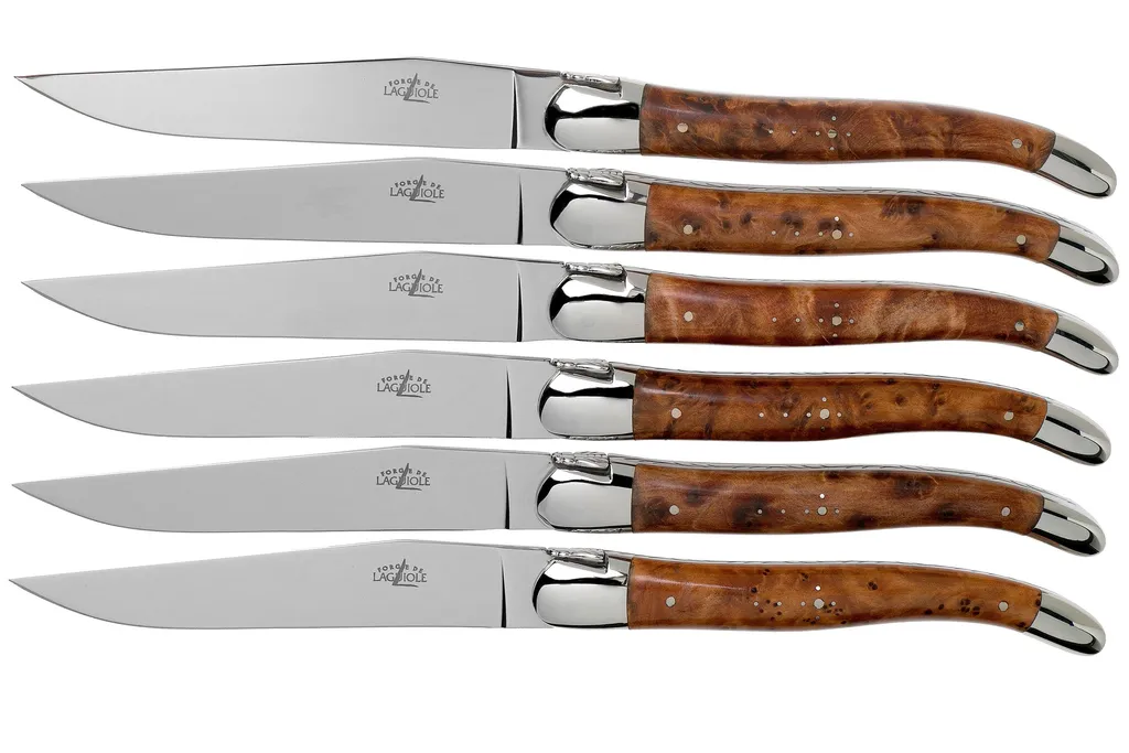 Forge de Laguiole T62MINTHBRI thuya wood polished couteaux à steak set de 6 pièces