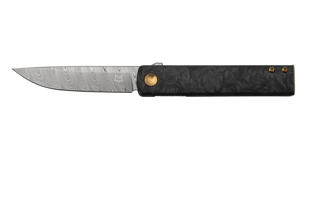 Fox Knives Chnops, FX-543 DCF, Carbonfiber, Bronze Hardware, Damasteel Gysinge, couteau de poche, Riccardo Gobbato design