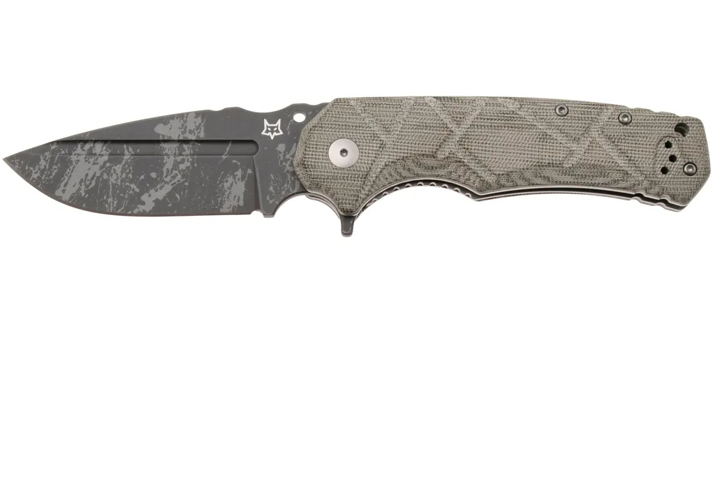 Fox Wander Tactical URO FX-557 Acid Etch Niolox, OD Green Canvas Micarta, couteau de poche