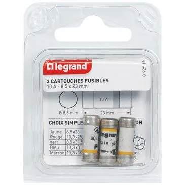Fusible sans voyant 20a 8.5x31 blister de 3 - LEGRAND