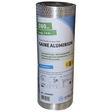 Gaine flexible aluminium compacte - D80 - L : 1.5 m - sous filet - aluminiu - STRULIK