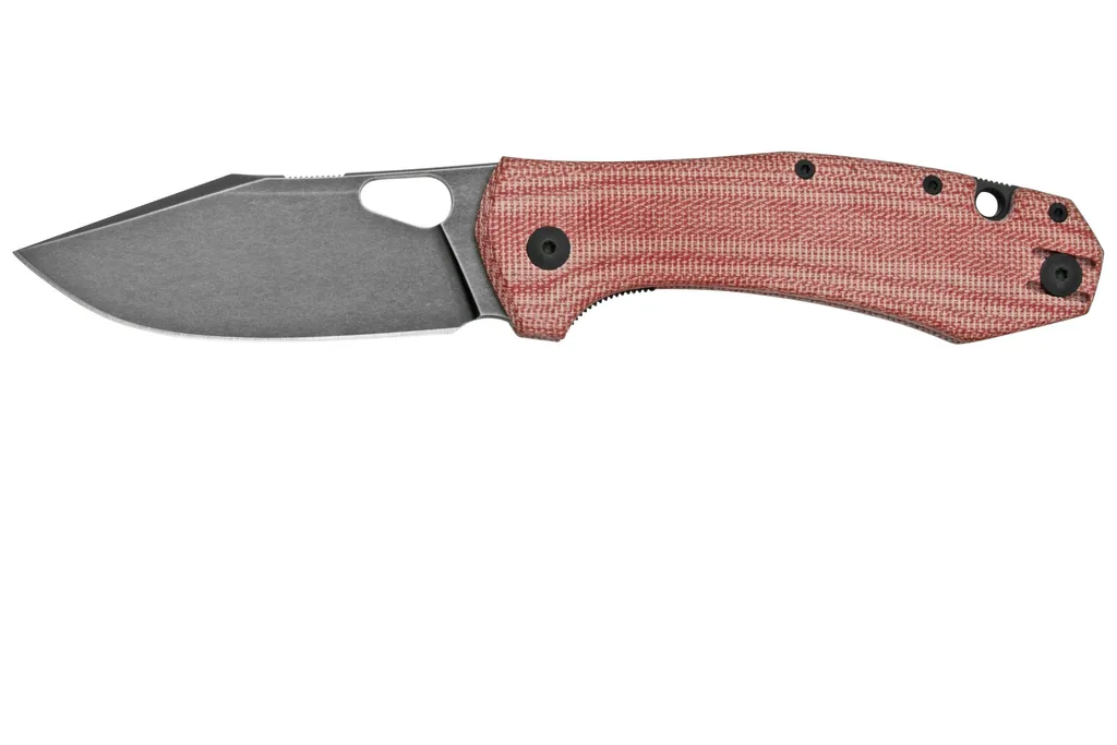 GiantMouse ACE Grand, Blackwashed M390, Burgundy Canvas Micarta couteau de poche
