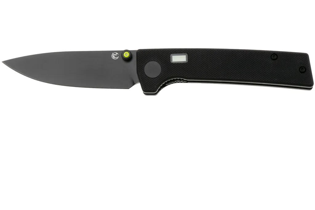 Glow Rhino Fermi FERMI-XG-YG, PVD D2, Black G10 Yellow Thumbstud, couteau de poche