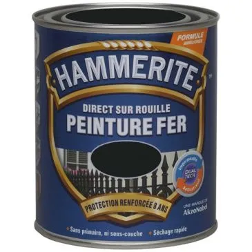 Hammerite fer satin 0.75 L noir  - HAMMERITE