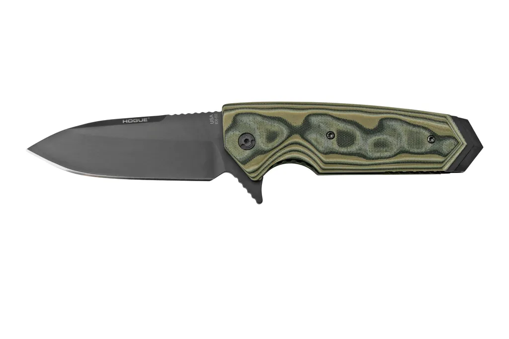 Hogue EX-02 3.75" Droppoint Flipper, G10 G-Mascus Green 34218 couteau de poche