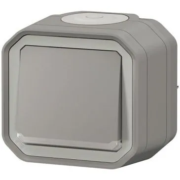 Interrupteur ou va-et-vient témoin 10 A - Plexo - complet saillie - gris  - LEGRAND
